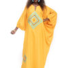 Boubou Djalaika en lin, coupe classique resserrée aux poignets, ornement broderie
