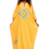 Boubou Djalaika en lin, coupe classique resserrée aux poignets, ornement broderie