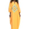 Boubou Djalaika en lin, coupe classique resserrée aux poignets, ornement broderie