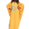 Boubou Djalaika en lin, coupe classique resserrée aux poignets, ornement broderie