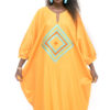 Boubou Djalaika en lin, coupe classique resserrée aux poignets, ornement broderie