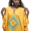 Boubou Djalaika en lin, coupe classique resserrée aux poignets, ornement broderie