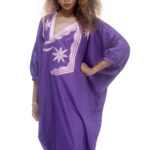 Boubou court en lin avec broderie