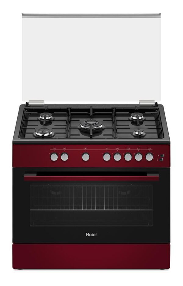 Cuisinière à gaz HAIER 5 Feux 90x60 Rouge HCR6050 EGR